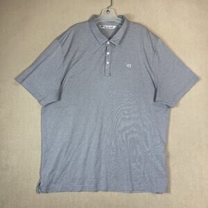 Travis Mathew Polo Shirt‎ Mens XXL Gray Striped Golf Short Sleeve Performance